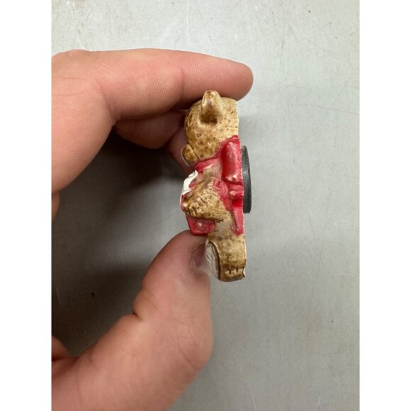 Teddy Bear Refrigerator Magnet present brown red Christmas READ - Picture 2 of 5